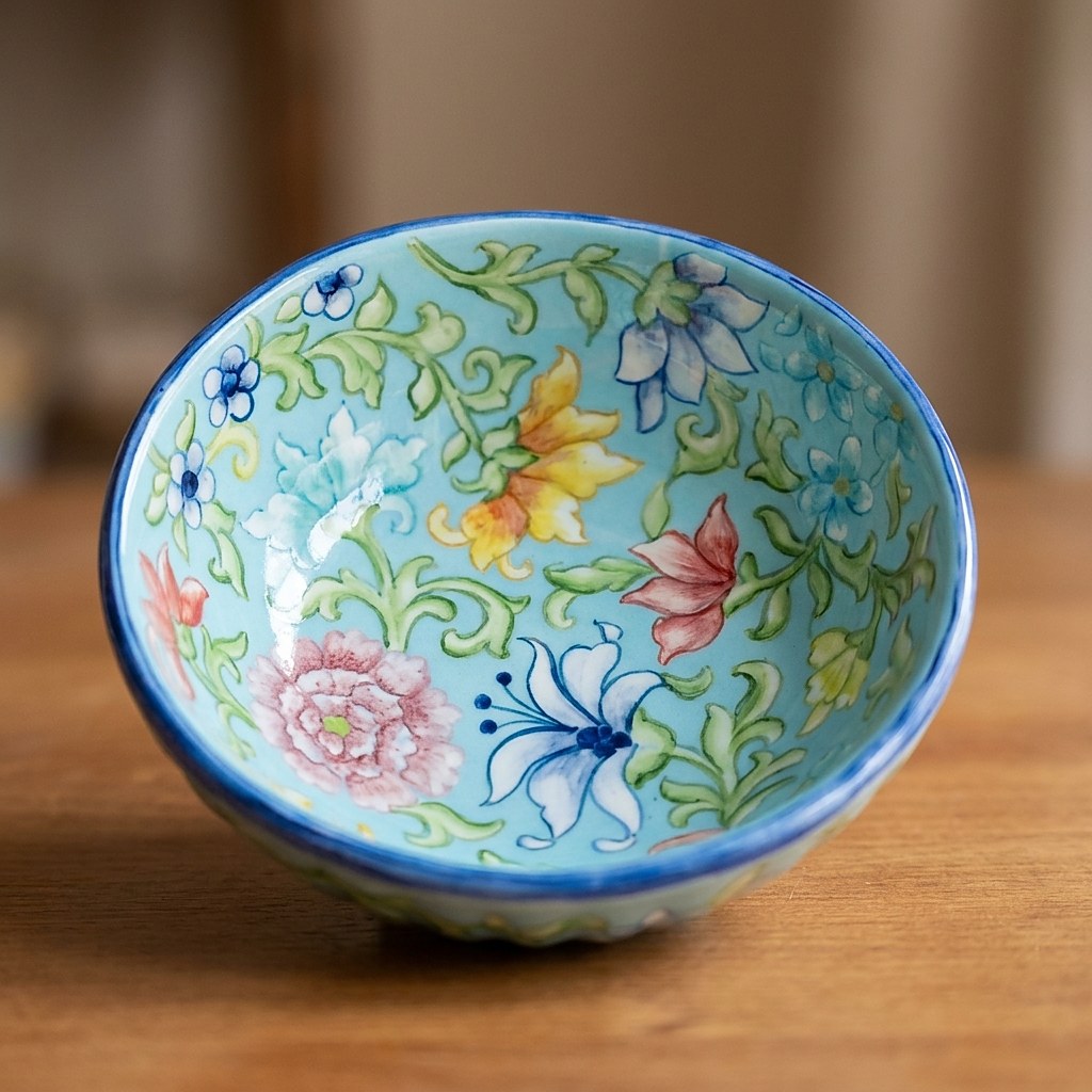 Peça de cerâmica pintada à mão no Liatelier
