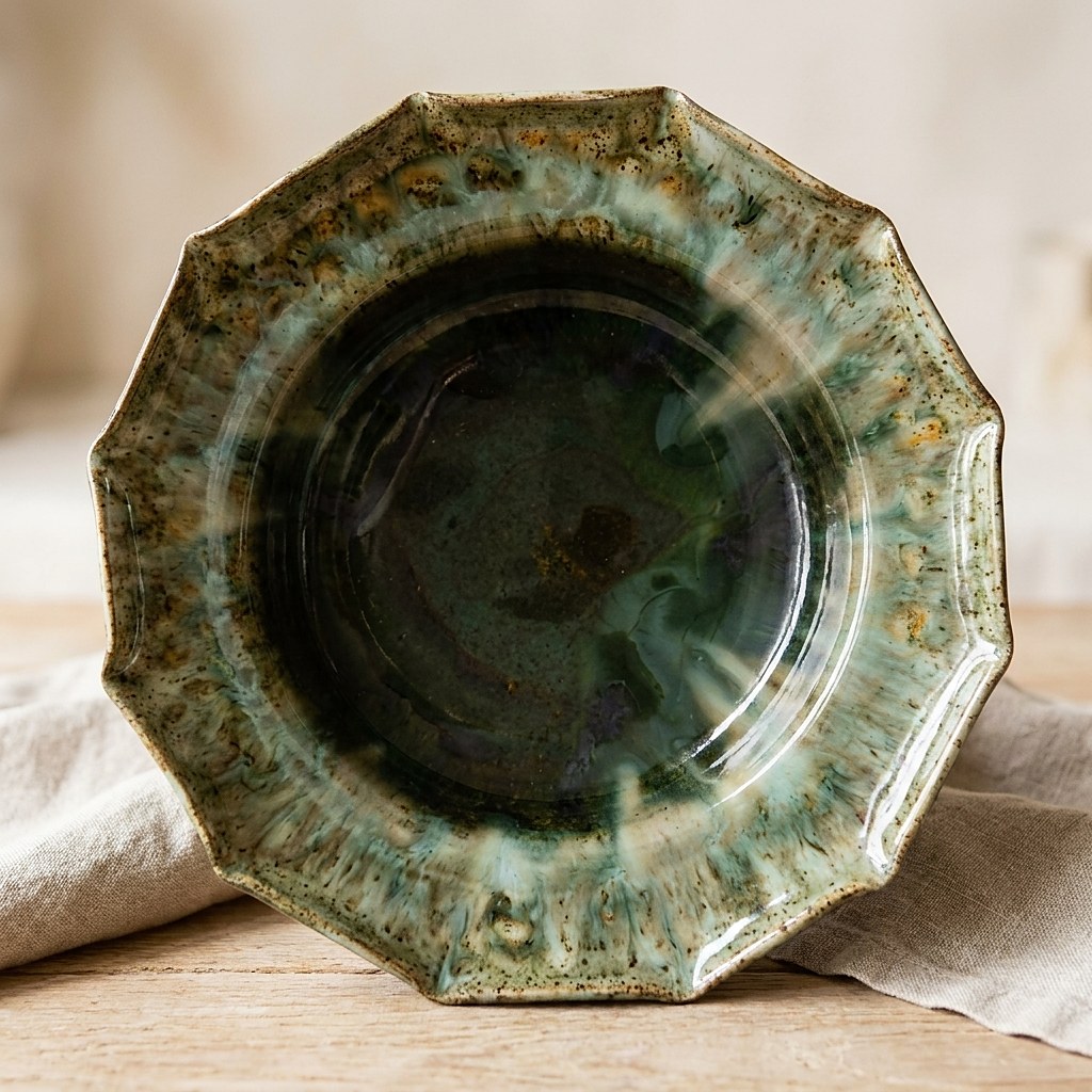 Peça de cerâmica pintada à mão no Liatelier