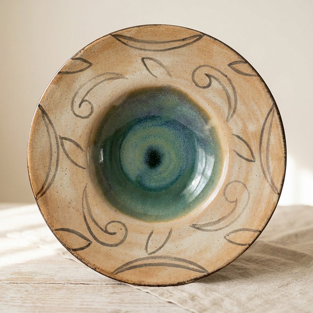 Peça de cerâmica pintada à mão no Liatelier