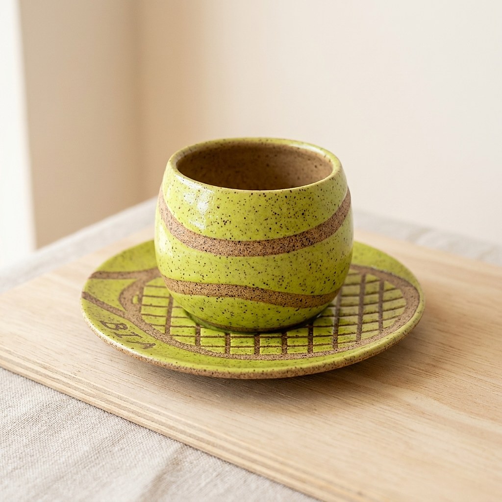 Peça de cerâmica pintada à mão no Liatelier