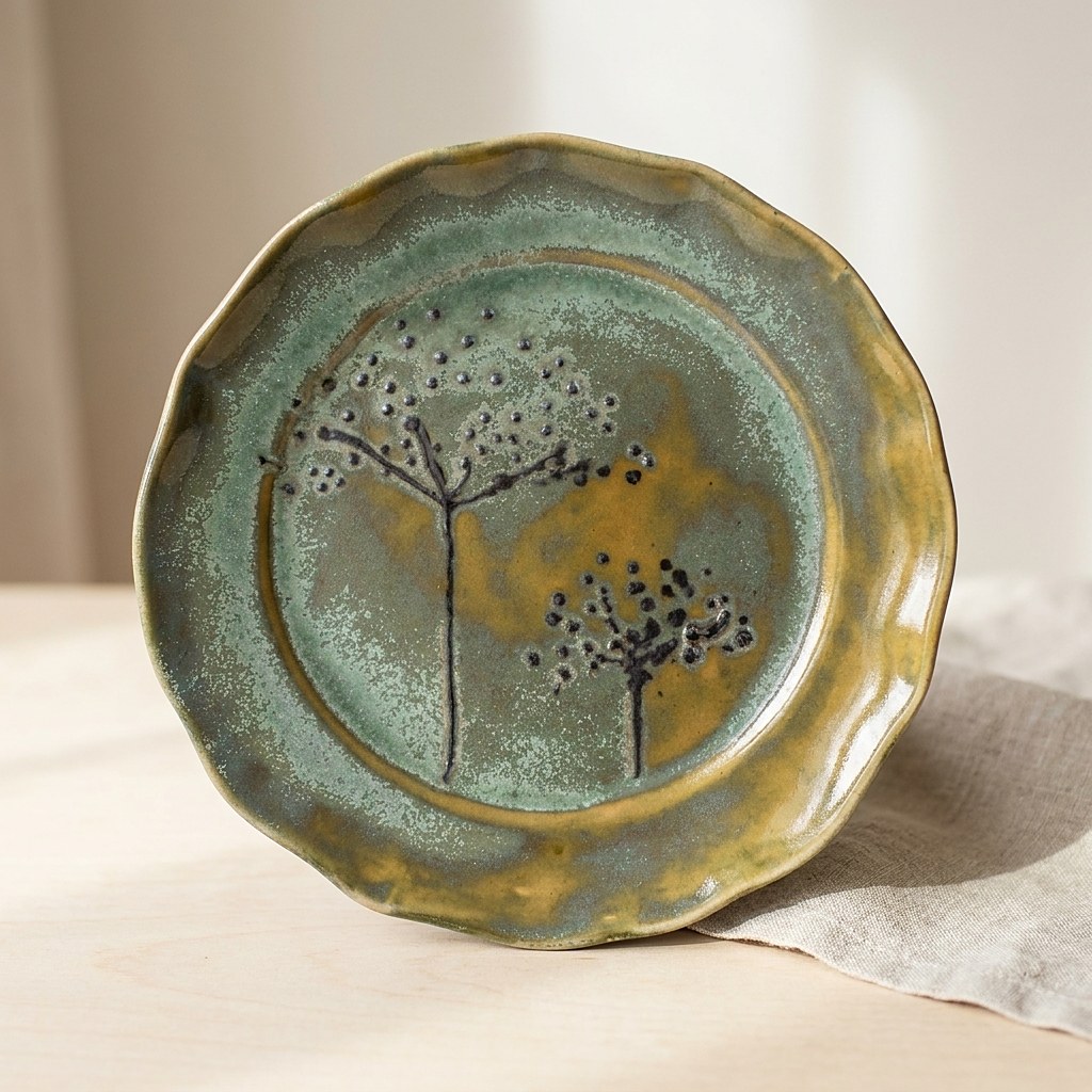 Peça de cerâmica pintada à mão no Liatelier