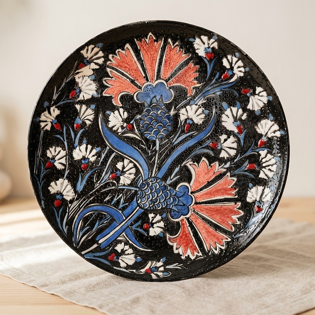 Peça de cerâmica pintada à mão no Liatelier